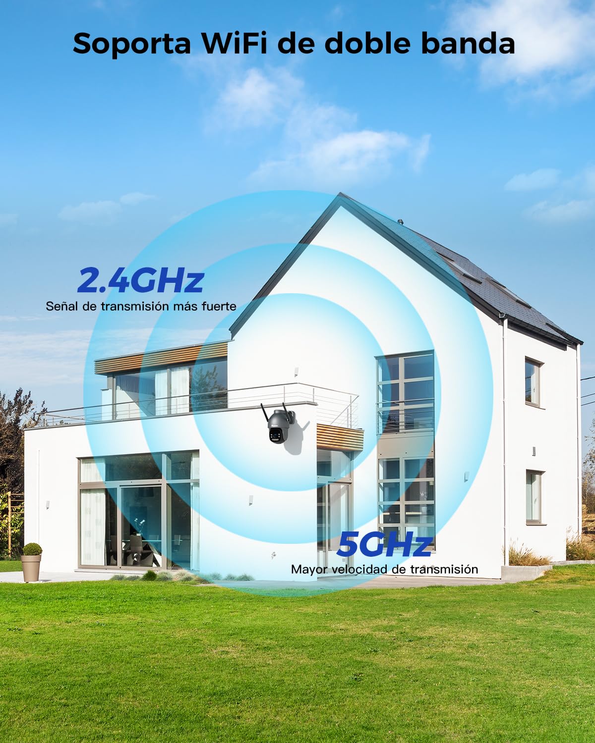 Ctronics Cámara de Vigilancia Exterior 4K para Exteriores WiFi, Cámara PTZ | Visión Nocturna a Color de 8MP, WiFi 2.4/5 GHz, Detección de Personas/Vehículos/Animales, NVR, Audio Bidireccional, IP66