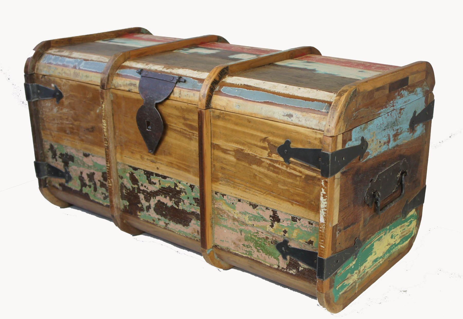 TOMENGBEIAABBCC Aeiniweraabbcc Vintage Teak Wood Distressed Painted Trunk Chest Coffee Table Ottoman Shabby Chic