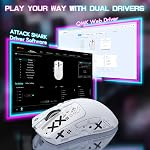 ATTACK SHARK X1 Ultralight Tri Mode Wireless 40000 DPI Gaming Mouse-White | Magnetic RGB Charging Dock,Anti Slip Grip Tape,PixArt PAW3395 Pro Optical Sensor,BT/2.4Ghz/Wired,Driver for PC Win Mac Gamer