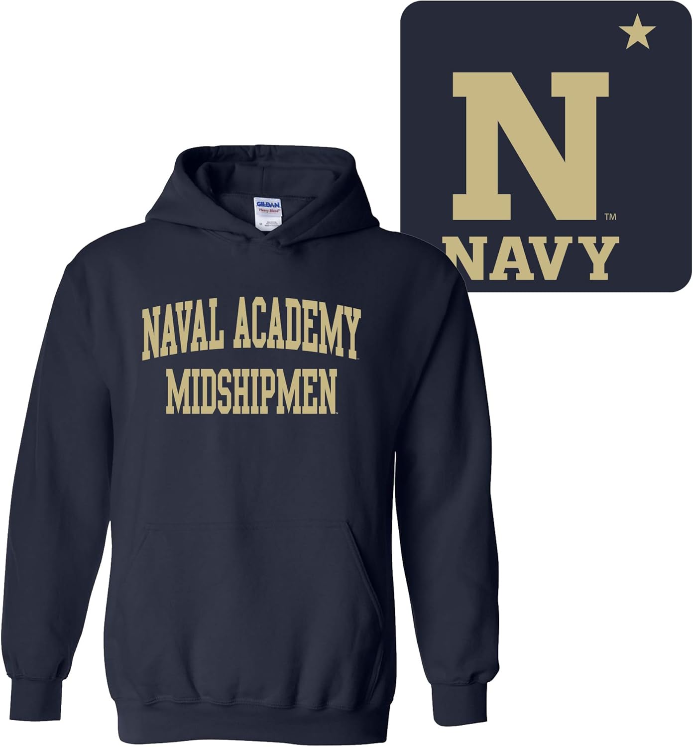 UGP Campus Apparel NCAA Front and Back Print, Team Color Hoodie, College, University XX-Large Us Naval Academy Midshipmen Navy