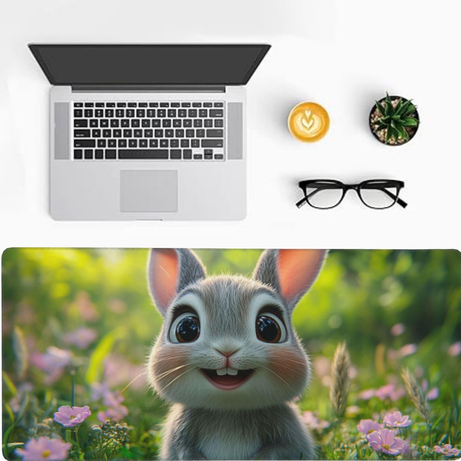 Carino Tappetino Gaming 900x400x3mm XXL Grande Tappetino ScrivaniaConiglio, Bordi Cuciti Tappetino per Mouse ad Tracciamento di Precisione Migliora precisione e velocità, Accessori Ufficio Decor-z744