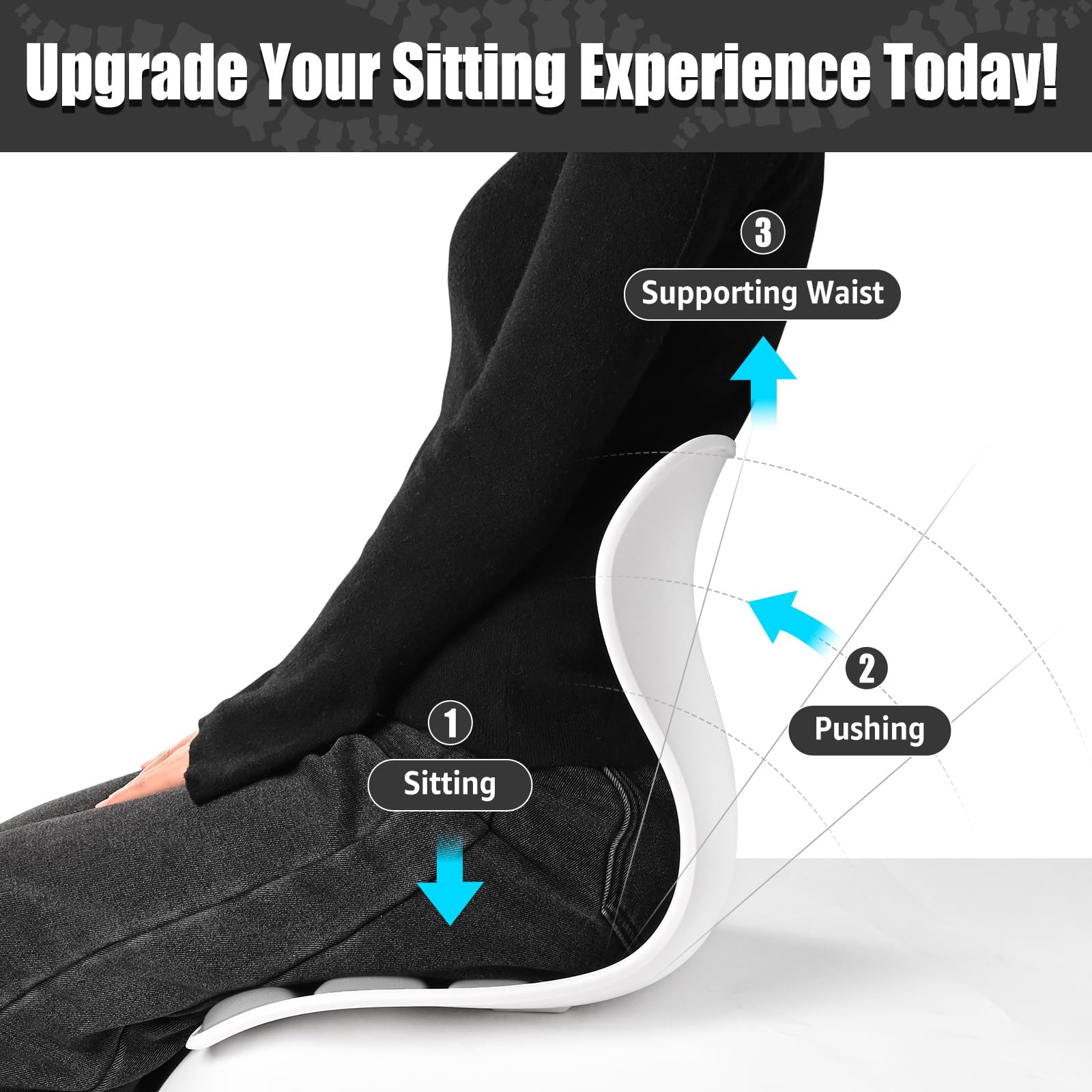 Silla ergonómica de apoyo lumbar para una buena corrección de postura y alivio del dolor de espalda, soporte de espalda para asiento de suelo, trabajo desde casa, oficina