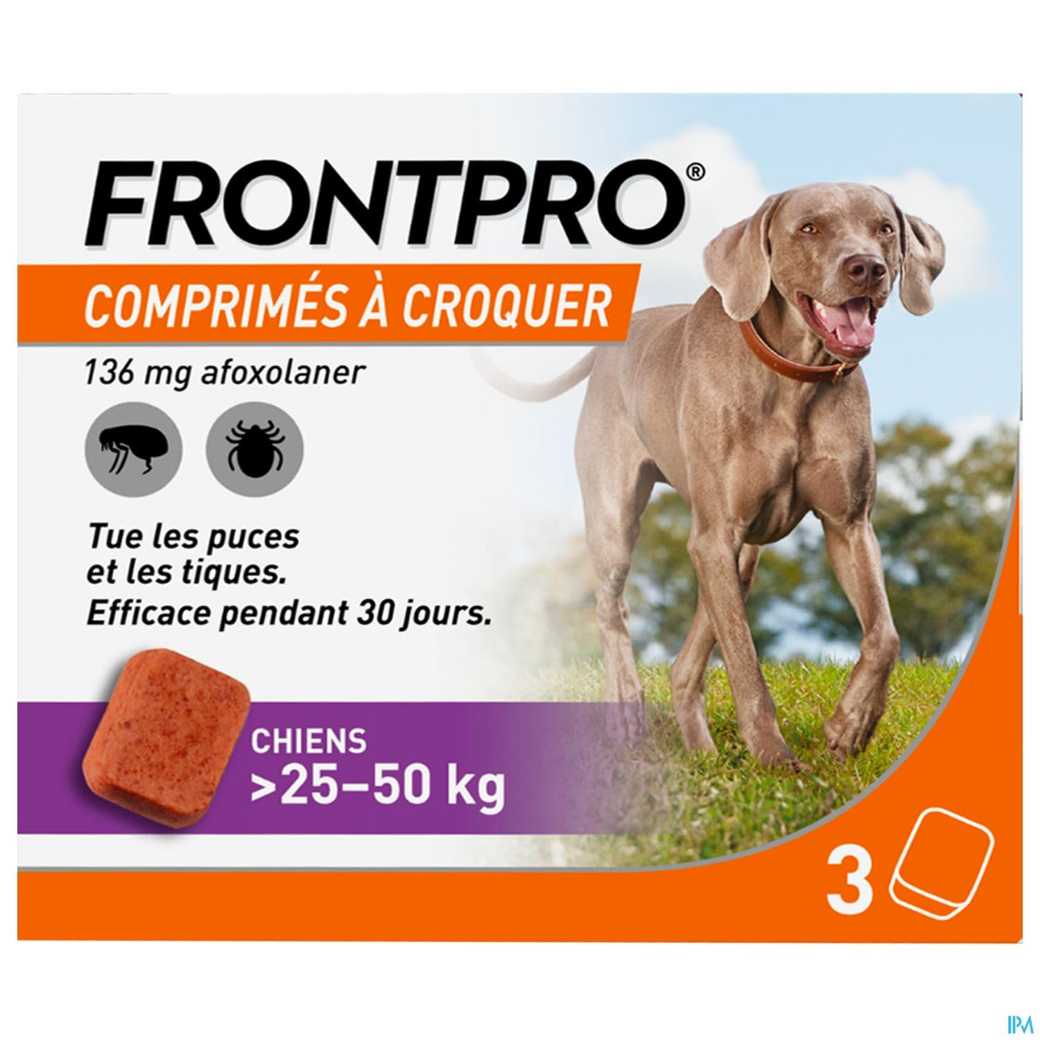 FRONTPRO Flea and Tick Tablets for Dog (25-50 kg) - 3X 136mg