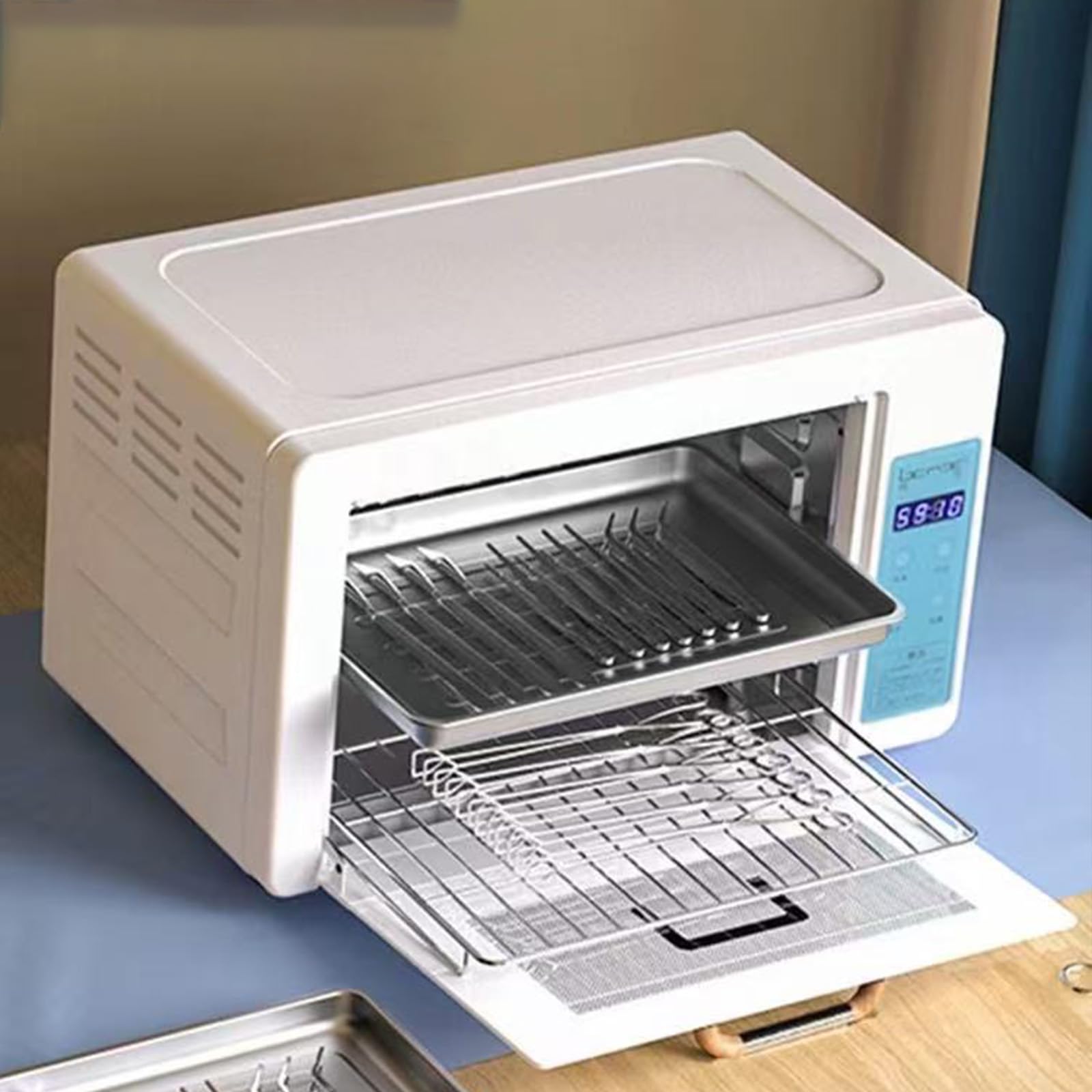 Armadietto sterilizzatore UV, 24 l, ad alta capacità, con vassoio a 2 ripiani, pulizia a 360° per strumenti per unghie, manicure, barbieri e spa