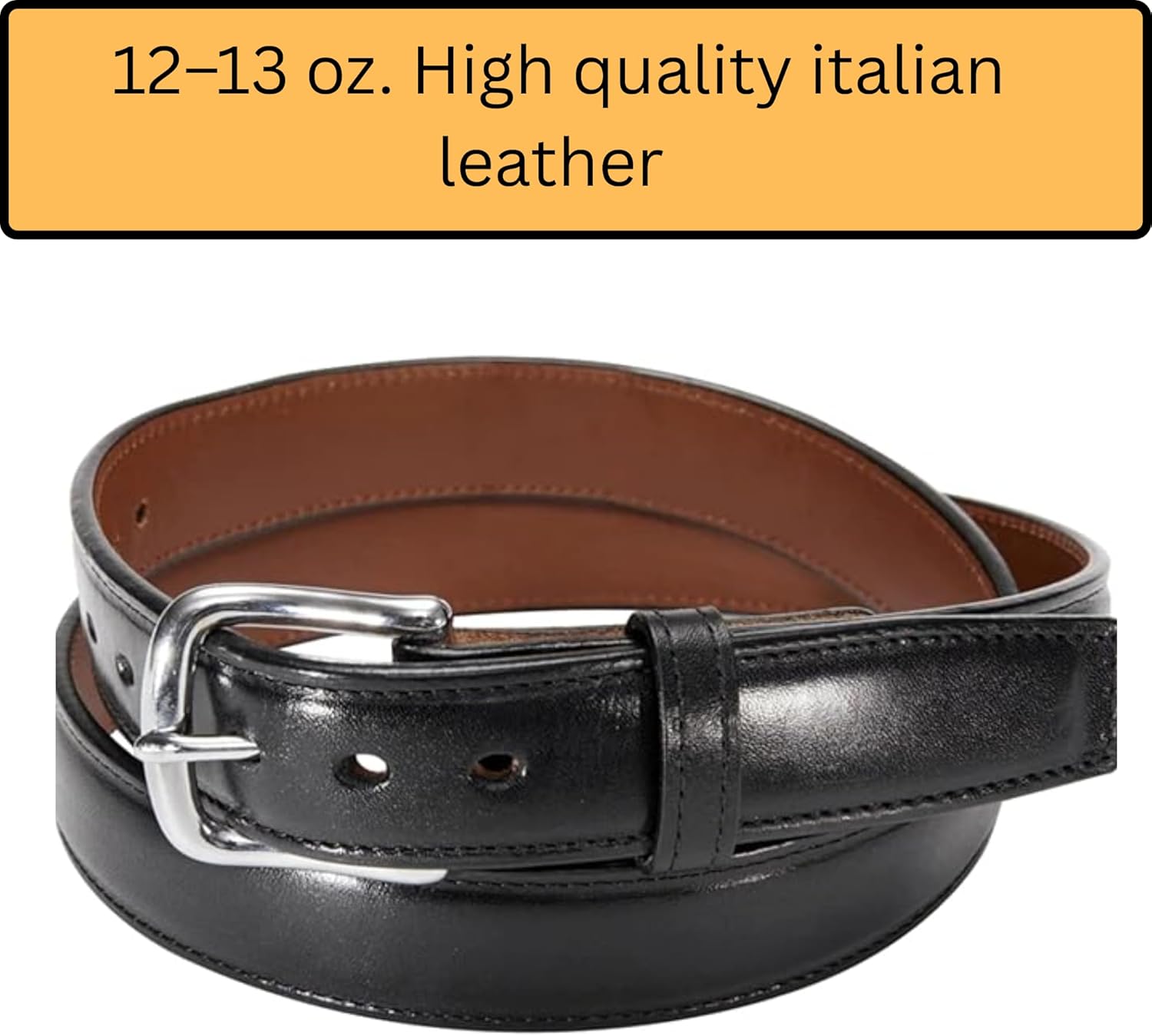 Daltech Force Italian Full Grain Leather Steel Core Dress Belt - Holster CCW Everyday Carry Belt - Image 3