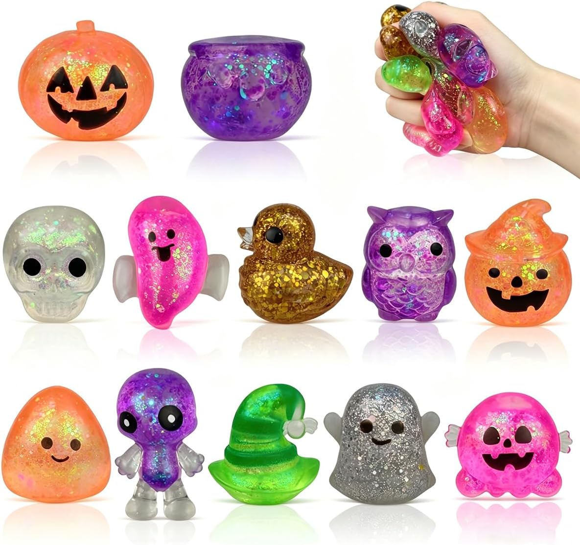Jofan 12 Pack Halloween Squishy Toys Stress Balls Sensory Toys for Kids Halloween Party Favors Halloween Treat Bags Gifts Stress Relief