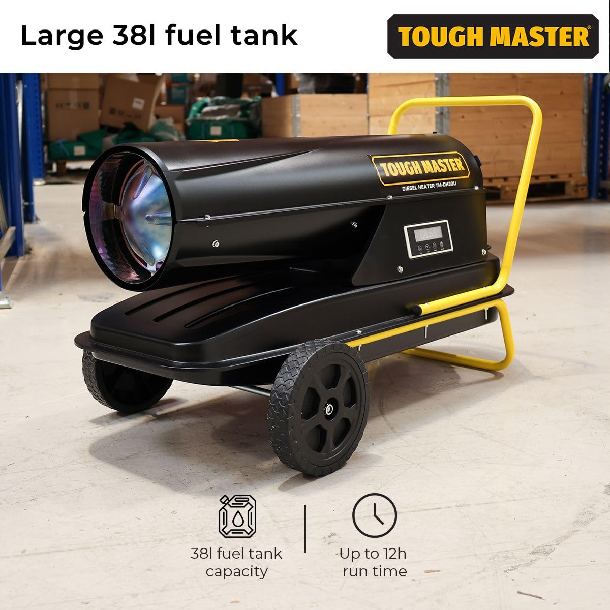 Calefacción de garaje Diesel/Kerosene 30KW, calentador industrial de 37L con ruedas, Calentador de espacio para taller grande Calentador de 15 horas de funcionamiento, Cable de alimentación de 1,3 m
