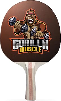 Gorilla Muscle Colorful Design Ping Pong Paddle, Premium 5 Ply Table Tennis Racket Black on Back