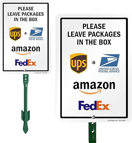 SmartSign Letrero de 10 x 7 pulgadas con estaca de 18 pulgadas, aluminio laminado resistente al óxido de 40 mil, multicolor, juego de 1, fabricado