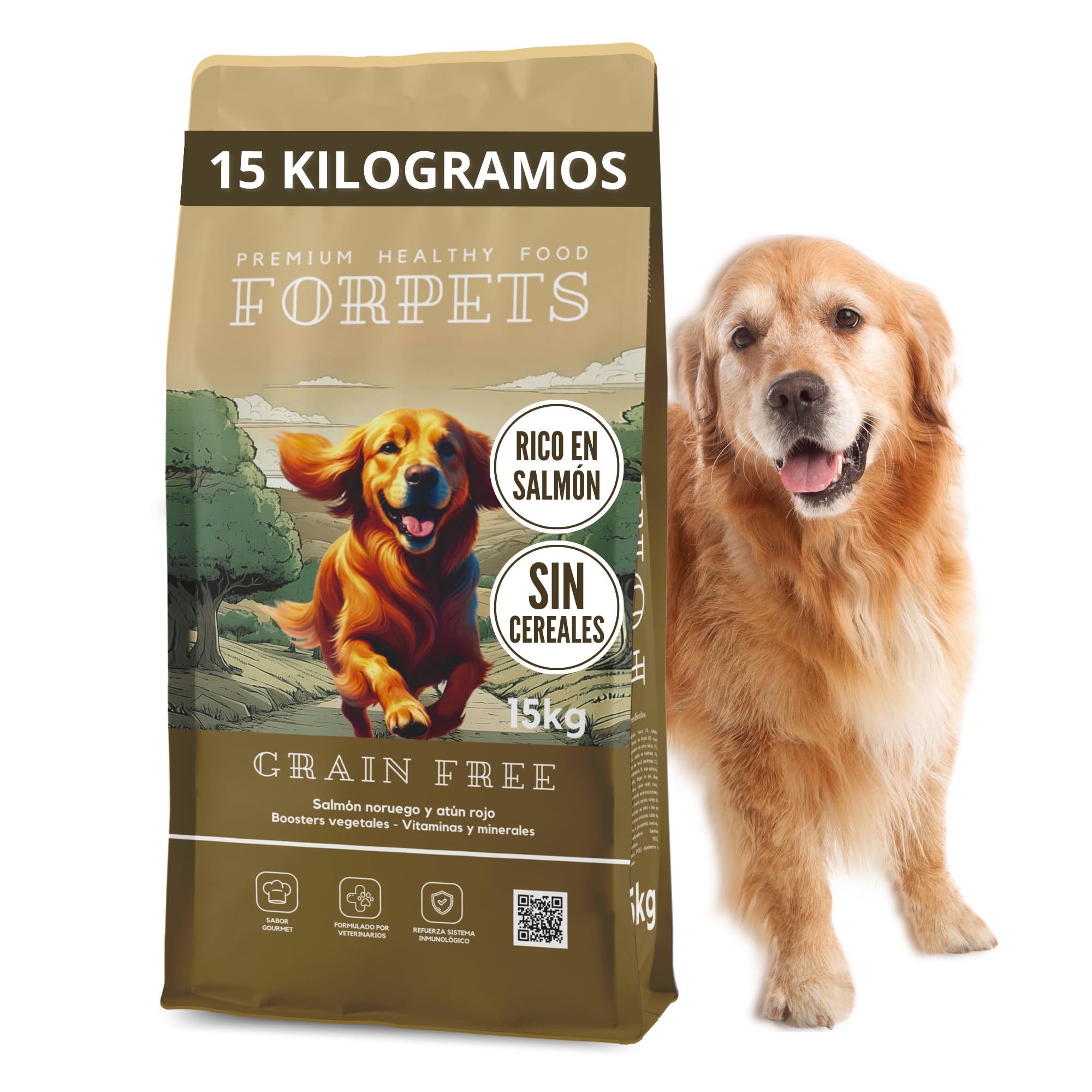 Pienso Hipoalergénico para Perros Sin Cereales 15 kg | Salmón Noruego | Perros Alérgicos, Digestión Sensible y Piel Atópica | Sin Pollo | Pienso Grain Free | FORPETS