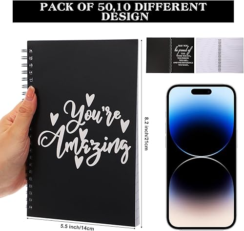 Miniatura 3 de Yeaqee 50 unidades de regalos de agradecimiento a granel, regalos de agradecimiento para empleados, cuaderno inspirador en espiral para mujeres y