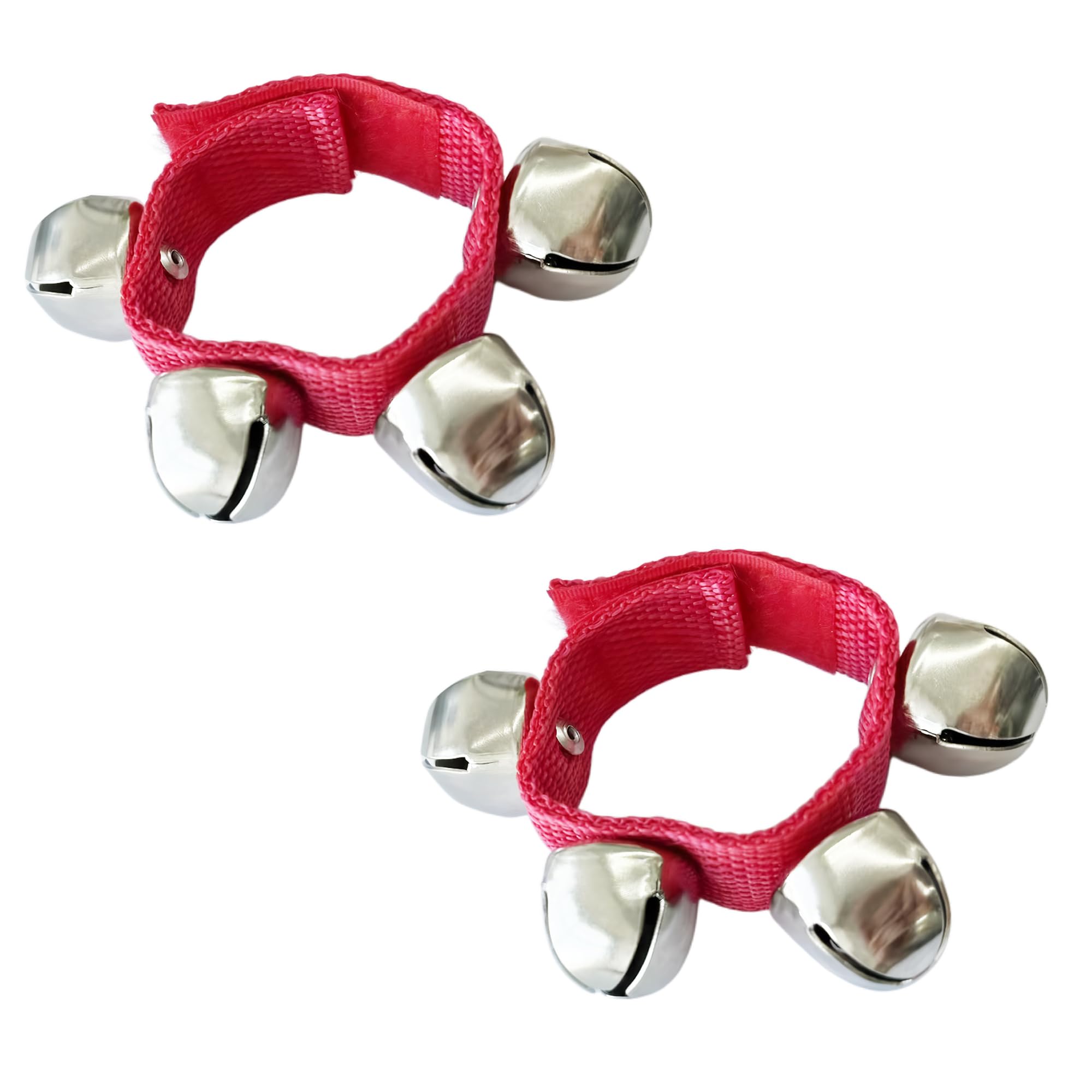2PCS Red Wrist Bells Adjustable Jingle Bells Musical Instrument for Dance Performance Ankle Hand Percussion Rhythm Accessory