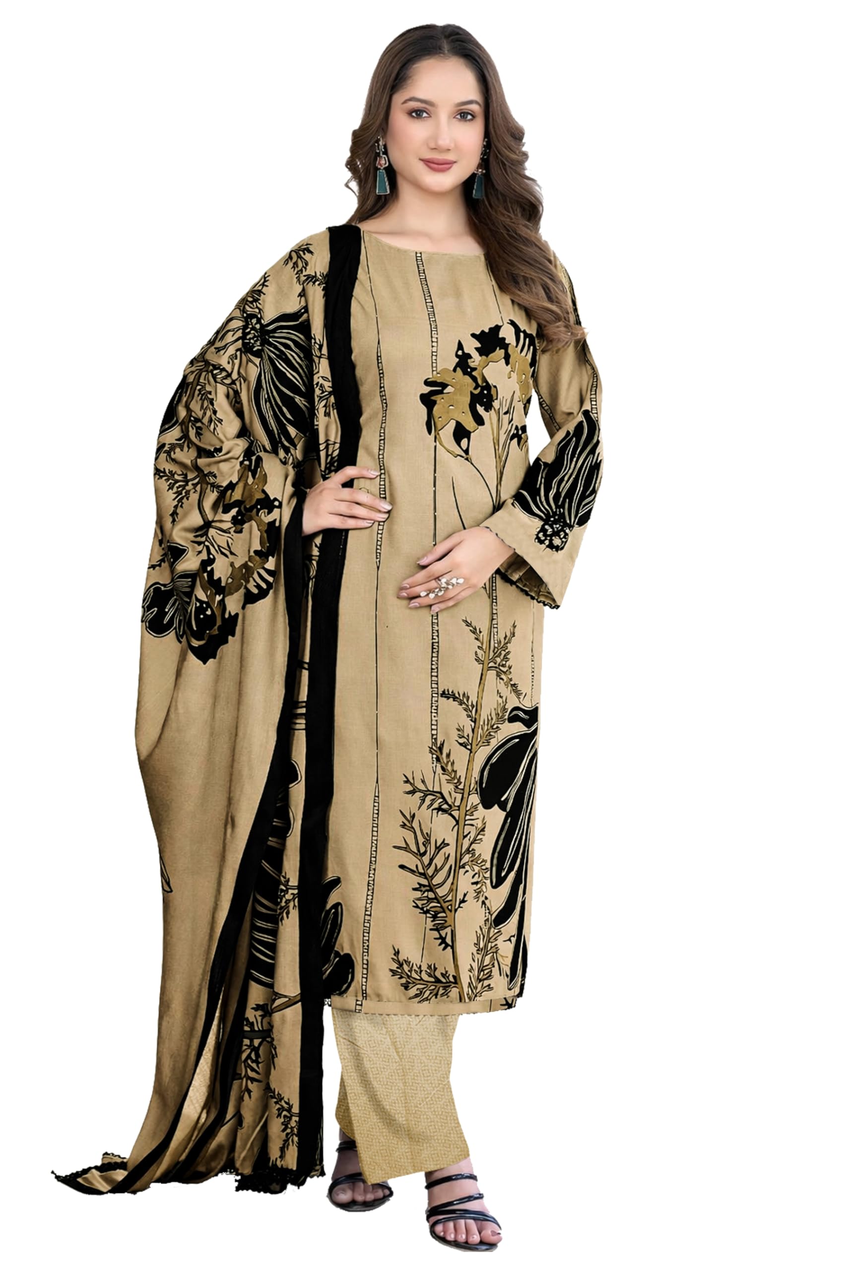 Unstitched Multicolor Crepe Printed Salwar Suit Material-picture-52
