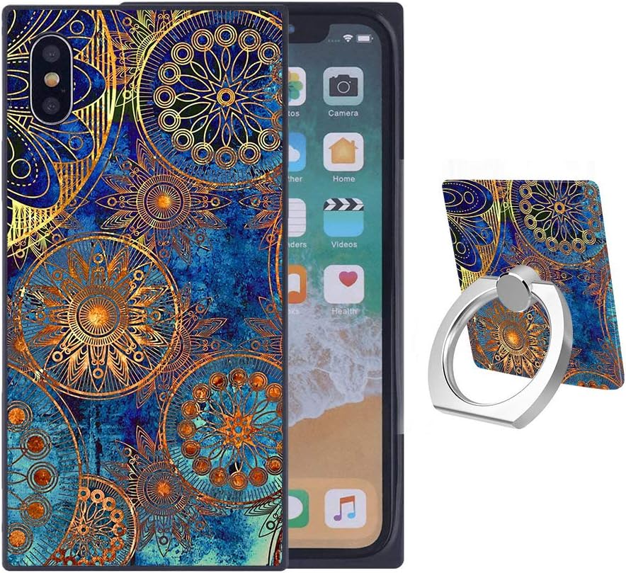 Someseed Case for iPhone Xs Max iPhone Xs Max Case with Kickstand Ring Holder Duty Shock Absorbent PC TPU Full Body Drop Protection Modern Design Mandala Cover for iPhone Xs Max