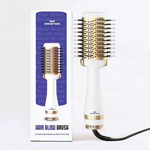 Winston 2-in-1 Hair Styling Blow Brush for Women – 1200 Watts | Hot Air Brush, Hair Volumizer Brush, Hair Blow Dryer Brush with Charcoal Bristles for Salon-Quality Volume and…