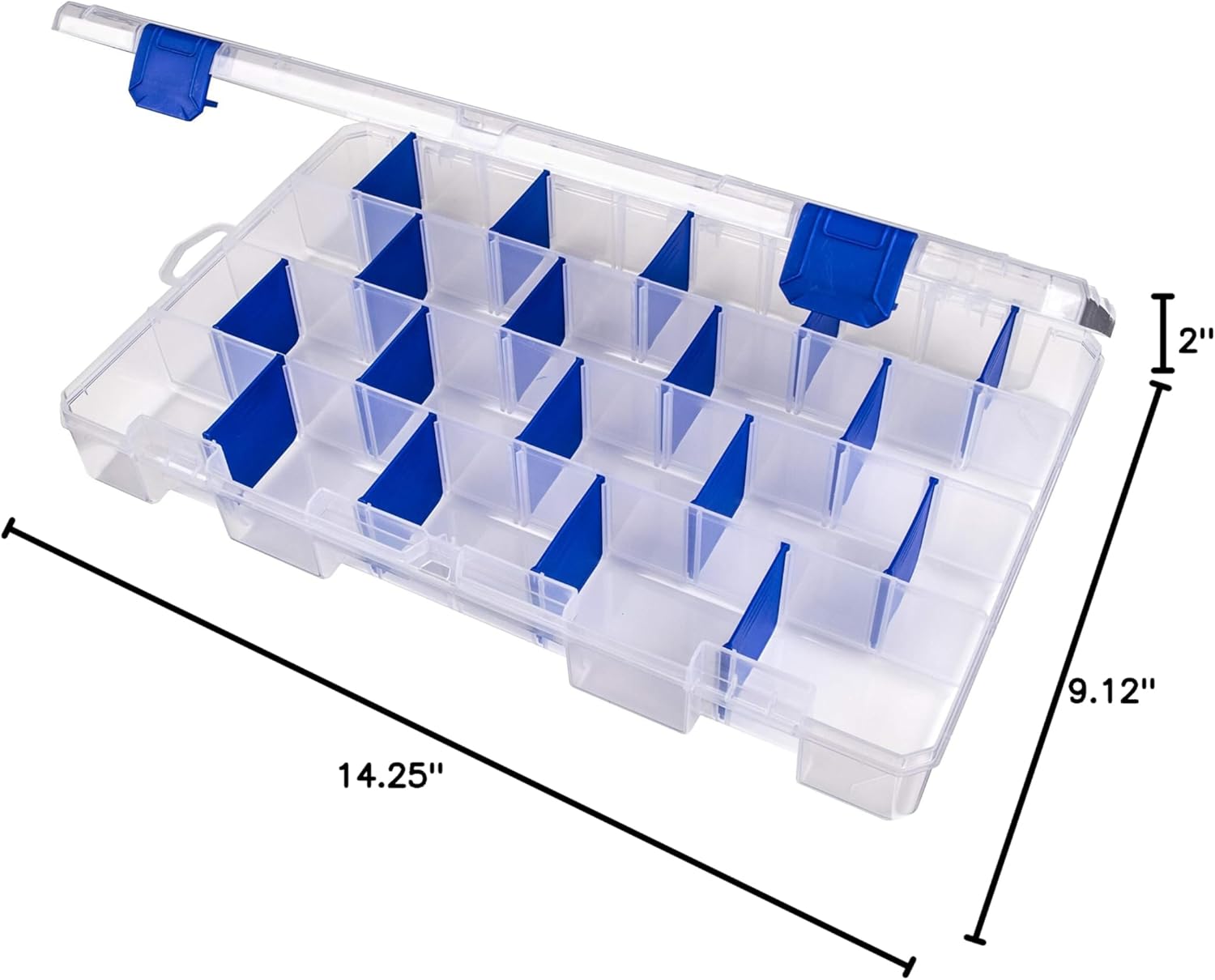 Flambeau Outdoors 5007 Tuff Tainer Fishing Tackle Box with Zerust Anti-Rust Dividers - Includes 18 Dividers, 36 Compartments, Clear Fishing Lure Organizer - 14.25" x 9.125" x 2"