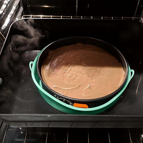 Miniatura 4 de XANGNIER Protector de sartén para tarta de queso para sartén desmontable redonda de 9 pulgadas, bandeja de baño de agua de pastel de queso de