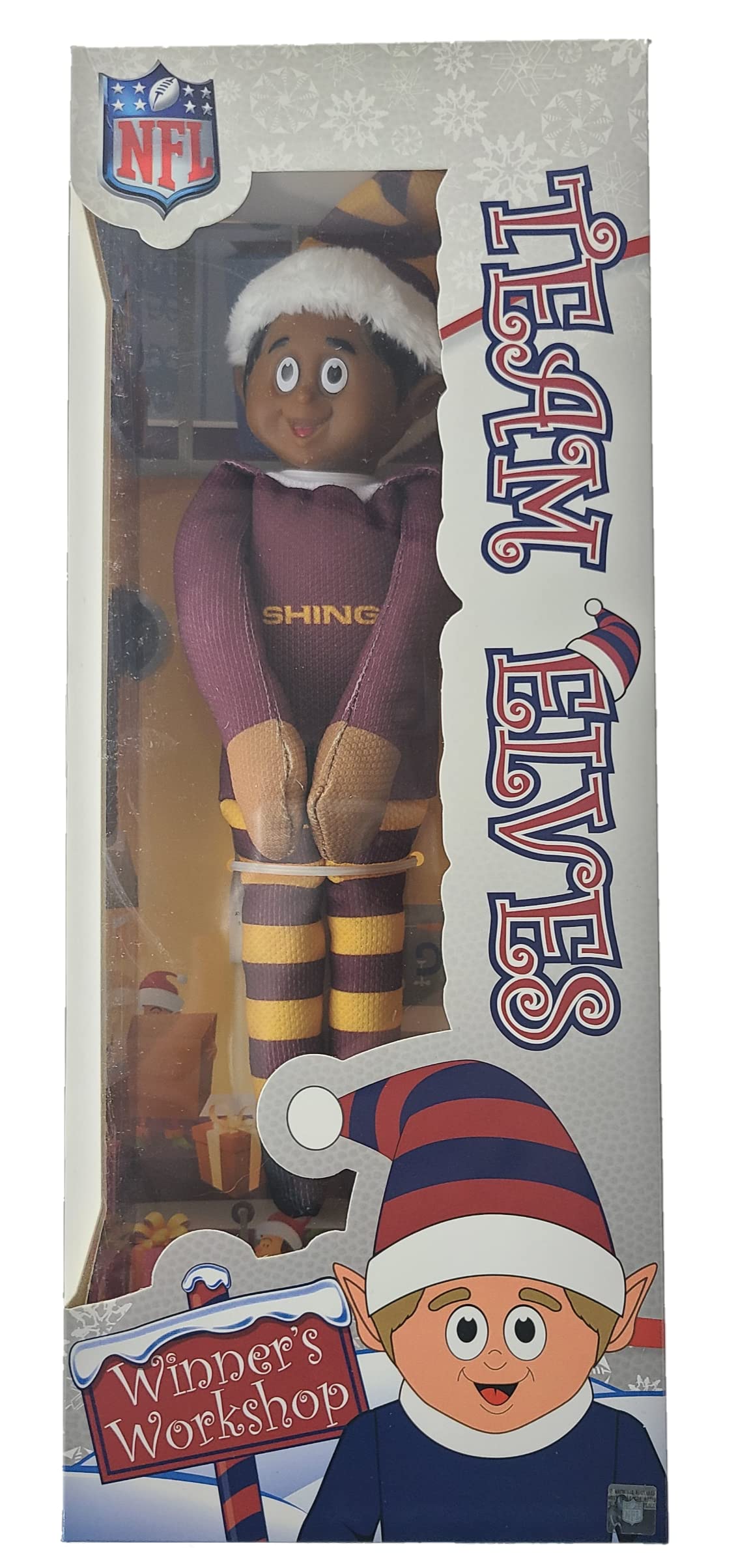 FOCO Ebony NFL Washington Bench Buddy Shelf Elf - Limited Edition Team Travel Companion for Home Decor at Holiday or As a Tailgate Travel Companion - Plush Toy Decoration for Any Room or Office
