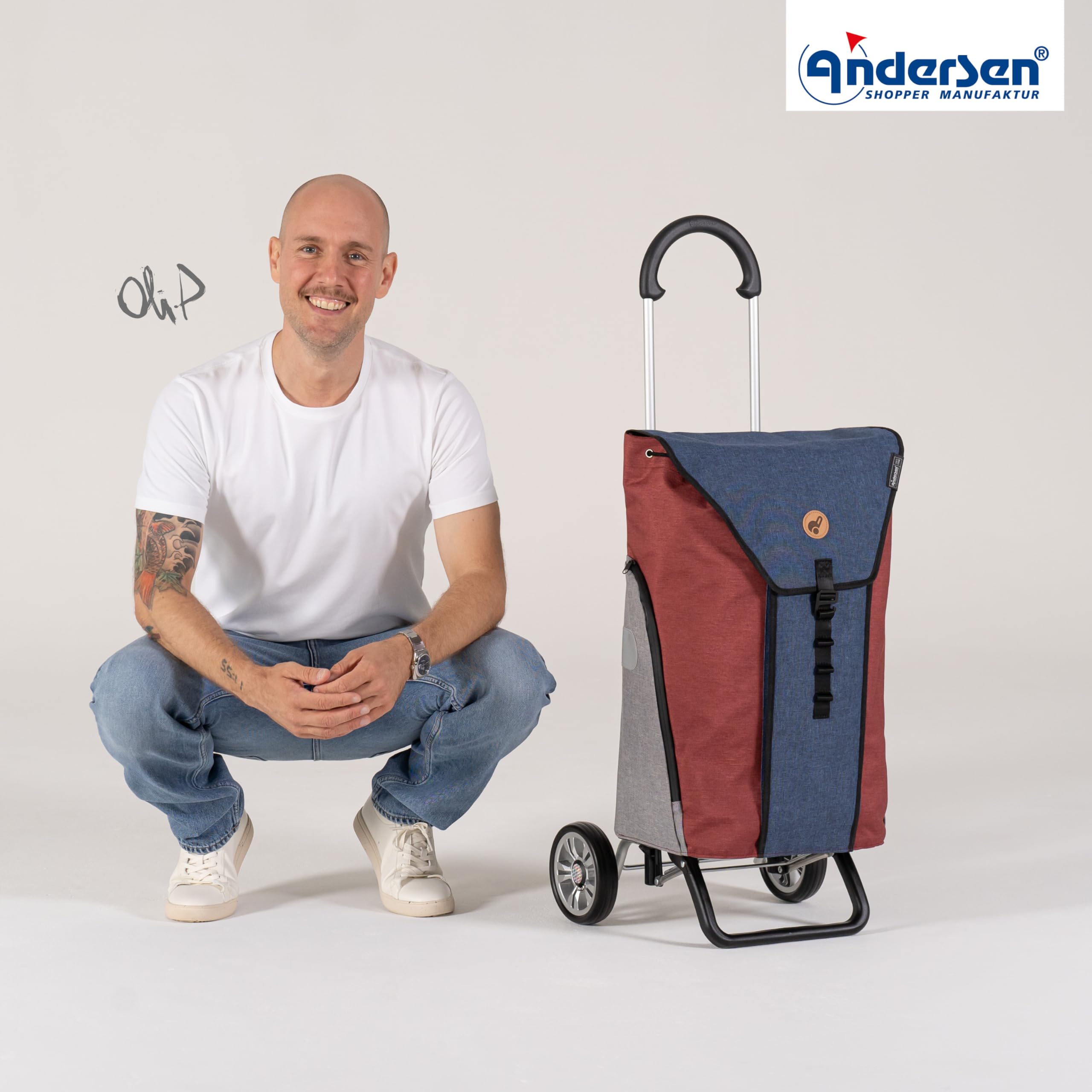 ANDERSEN Einkaufstrolley - Scala Shopper Plus Oli.P 2.0 blau 50 L Einkaufswagen, hochwertig, Shopping, Thermo, Aluminium, klappbar, leicht, Räder abnehmbar