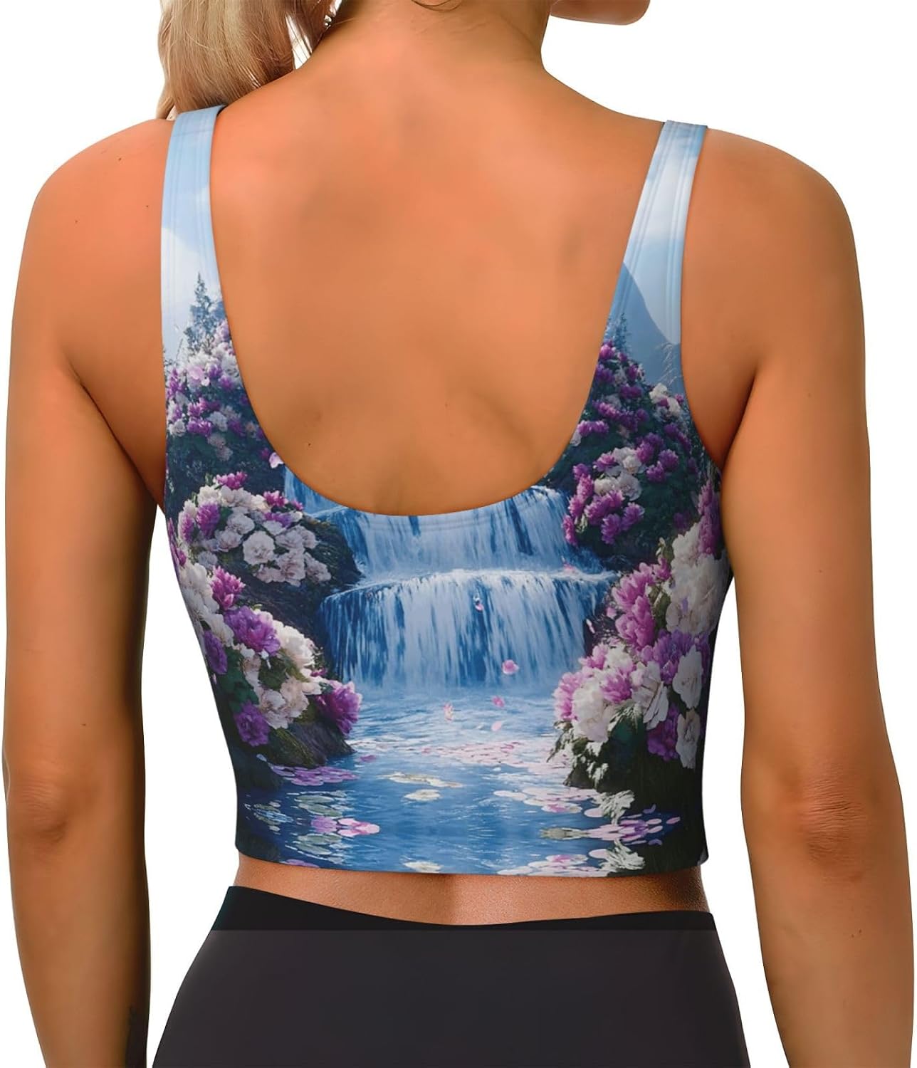 Flowers and Waterfalls Women's Sports Bras - High Support Workout Tops for Women