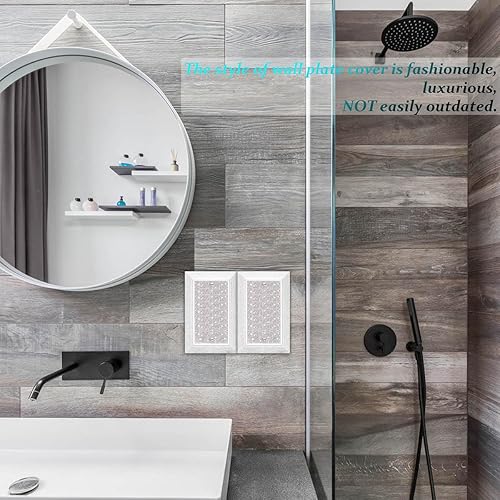 Miniatura 7 de Cubierta para interruptor de luz, con purpurina, bonitas cubiertas de placa de interruptor con diamantes de imitación plateados, textura blanca,