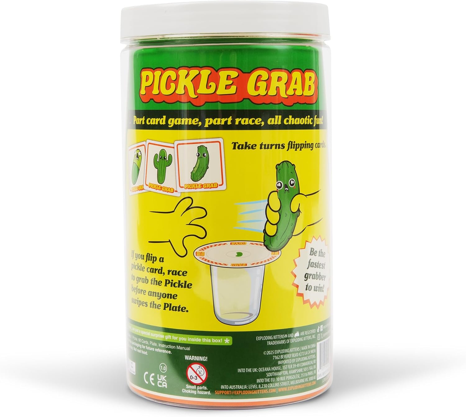 Exploding Kittens Presents, Pickle Grab - A Speed Grabbing Card Game - 2-6 Players - 15 Minutes to Play - Family Game Night - Fun for Kids, Teens, Adults, and Families