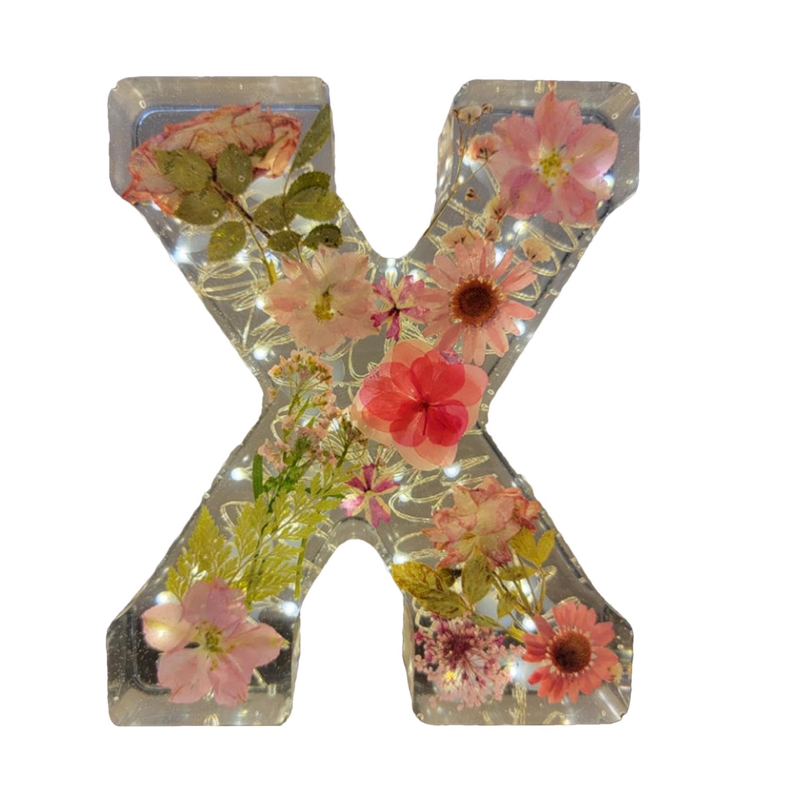 Niesel Floral Resin Night Light Letter with LED, Pressed Flower Letters & Dry Flowers - Decorative Resin Lamp