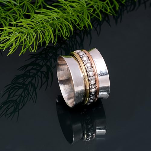Miniatura 4 de Veracity Jewelry 925 Sterling Silver Fidget Ring Spinner Ring Anxiety Relieving Rings For Women Men Unisex Meditation Thumb Worry Healing Birthday