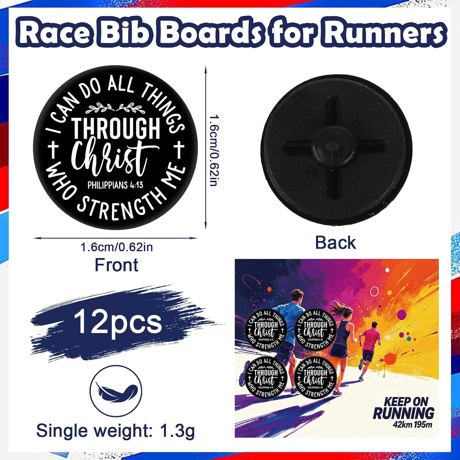 Funny Bib Boards for Runners, 12 Pcs Race Clips Set | Pin-Free Attachment, Small Pocket Size, for Marathon Running Gif, Secure Hold