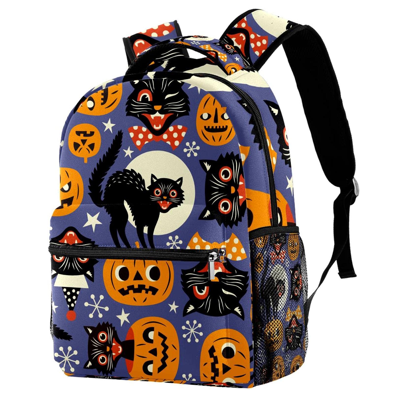 Sac à dos chat et oiseaux grand format multicolore pour l'école