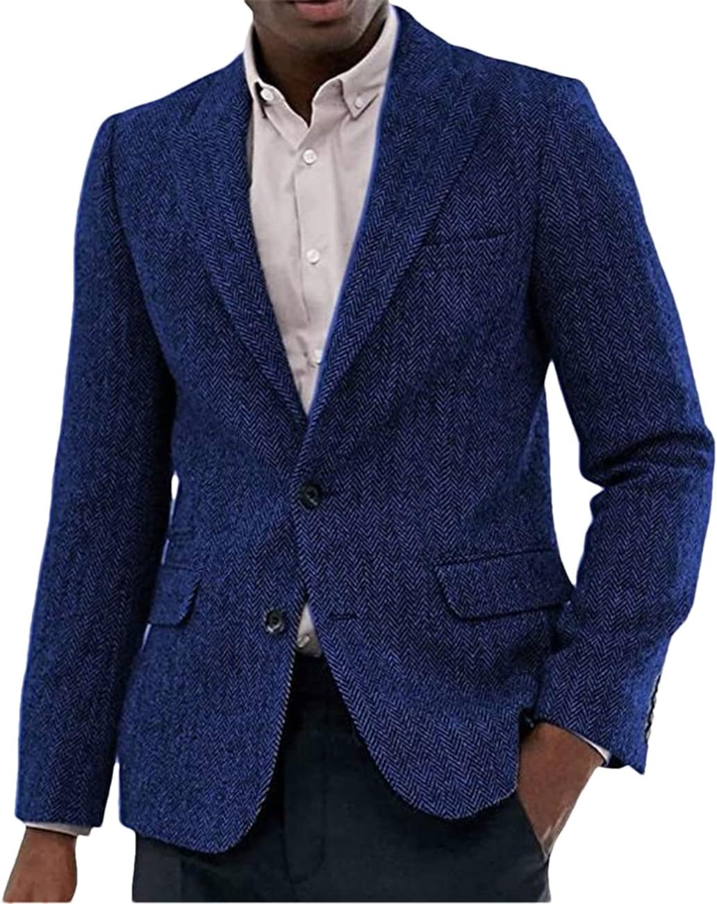 Haitpant Men's Suit Tweed Jacket Wool Herringbone Waistcoat Slim Fit Wedding Groomsmen Casual Business Jacket