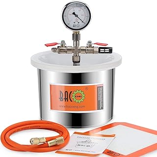 BACOENG 1.5 Gallon Stainless Steel Vacuum Chamber Silicone Kit for Degassing Resins, Silicone and Epoxies