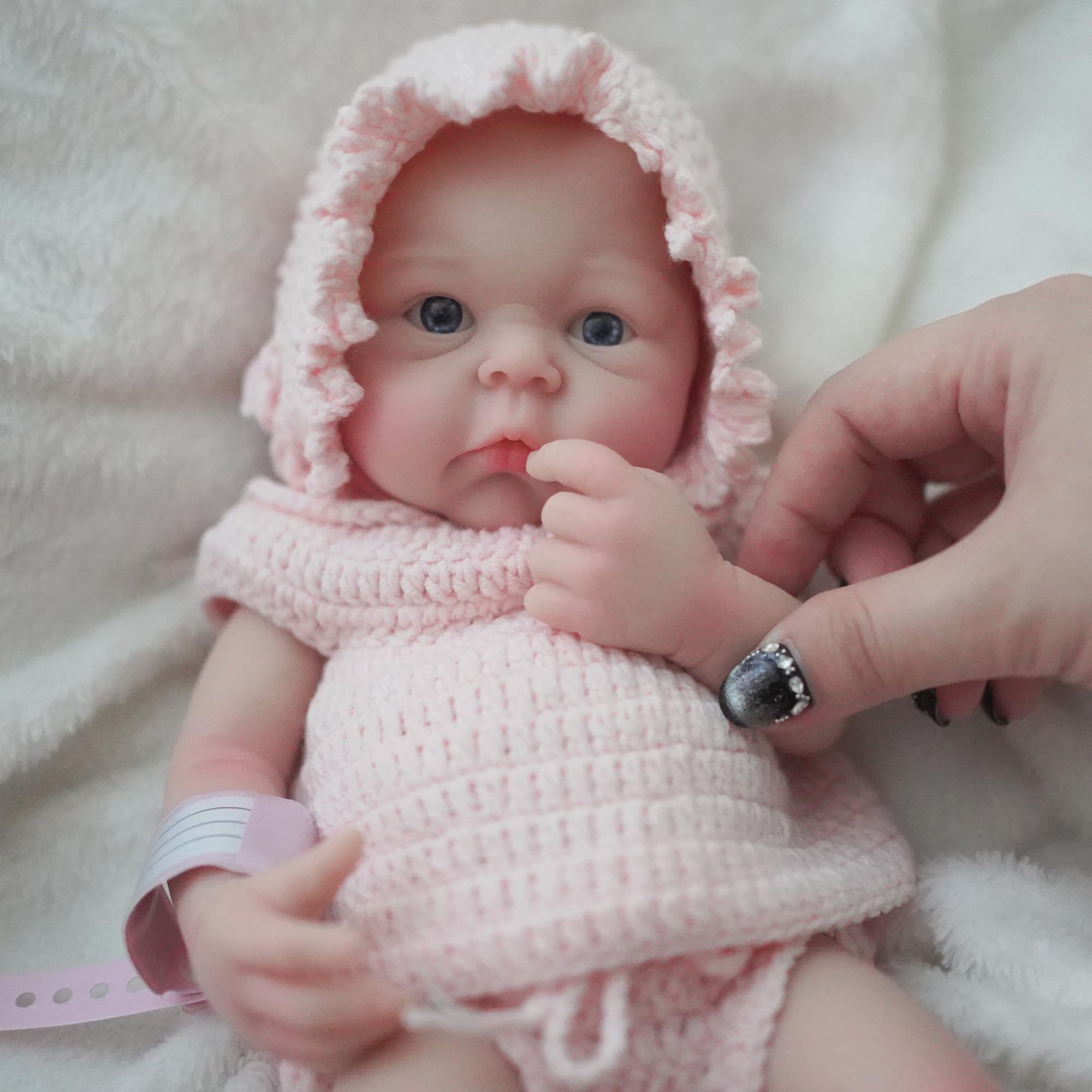 MYREBABY 12 Inch Reborn Baby Doll Platinum Silicone Full Body Realistic Newborn Doll Lifelike Eyes Open Baby Girl Real Life Baby Doll Looks Like Real with Gift Box (Pink)