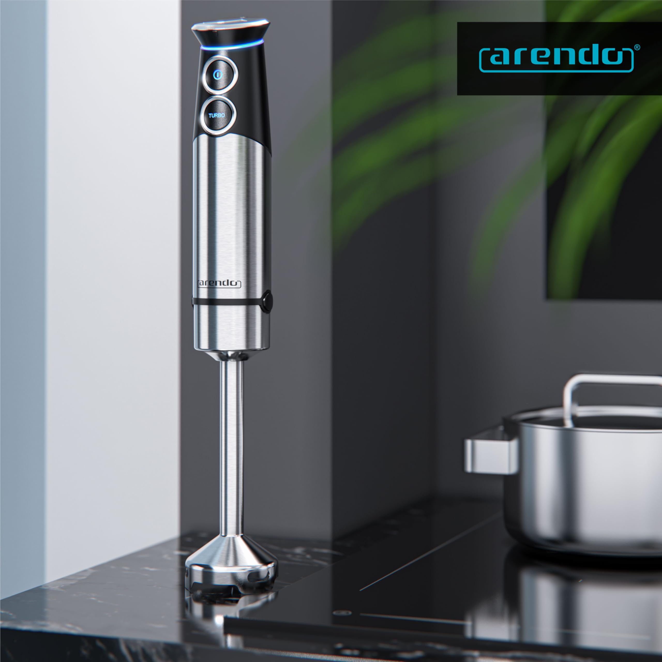 Arendo - Stabmixer Edelstahl - elektrischer Pürierstab 1500 Watt - - stufenlose Geschwindigkeit - Turbotaste - Rührstab für Babynahrung, Suppe, Smoothies, Püree, Saucen