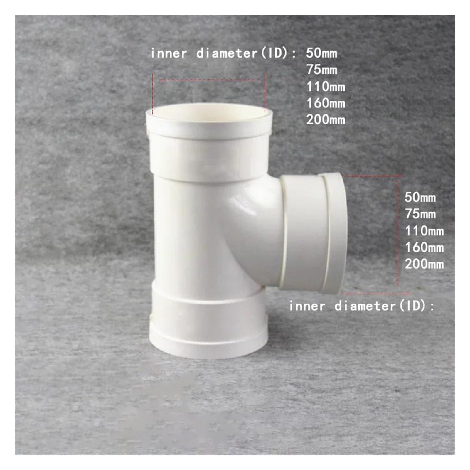 Tubo Di Drenaggio A Tre Vie In PVC Bianco, Raccordo A T, Raccordi For Tubi Scarico, Accessori For Giardino, Cucina, 1 Pezzo(ID 200mm)