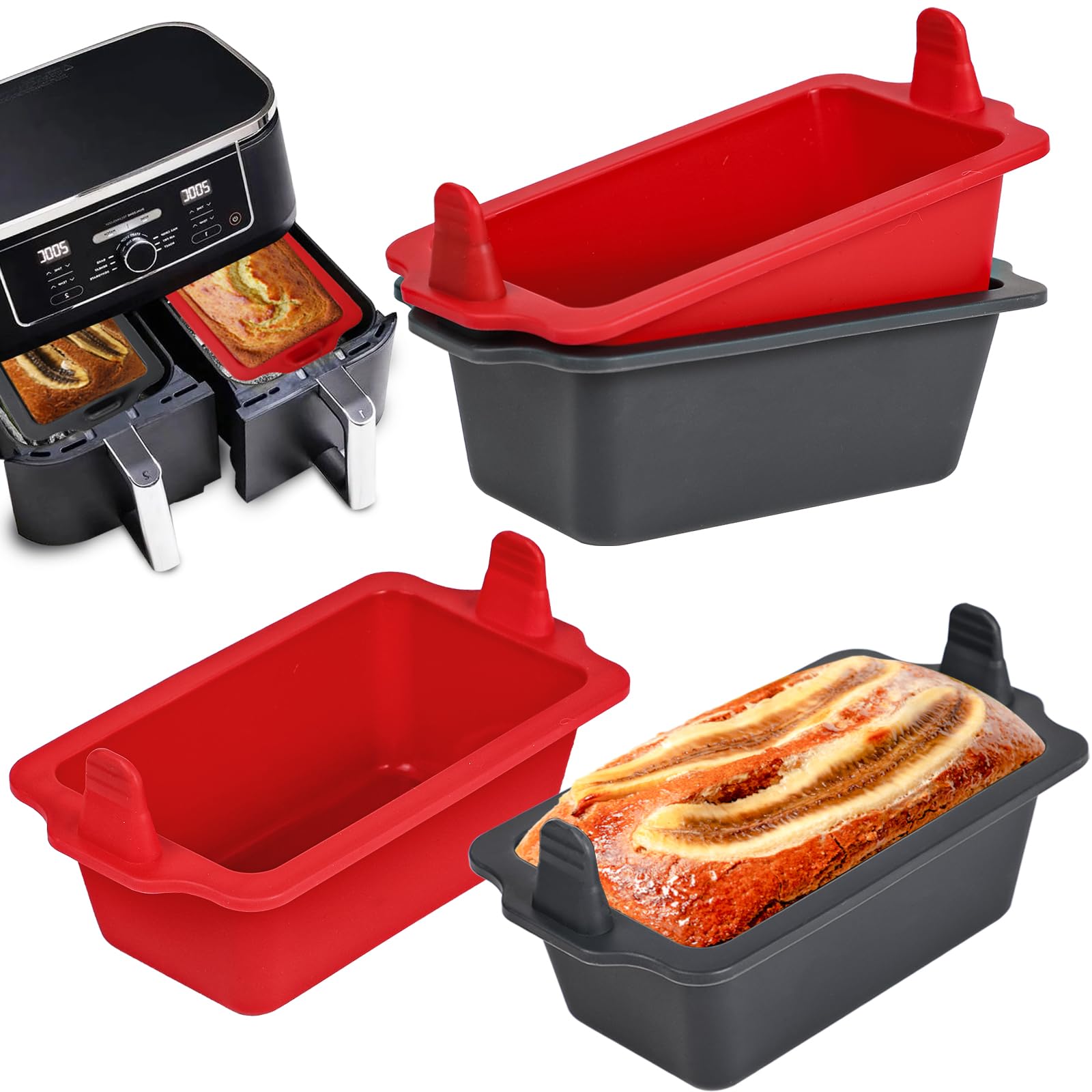 webake 4 Pcs Small Loaf Tin for Air Fryer Mini Loaf Silicone Moulds