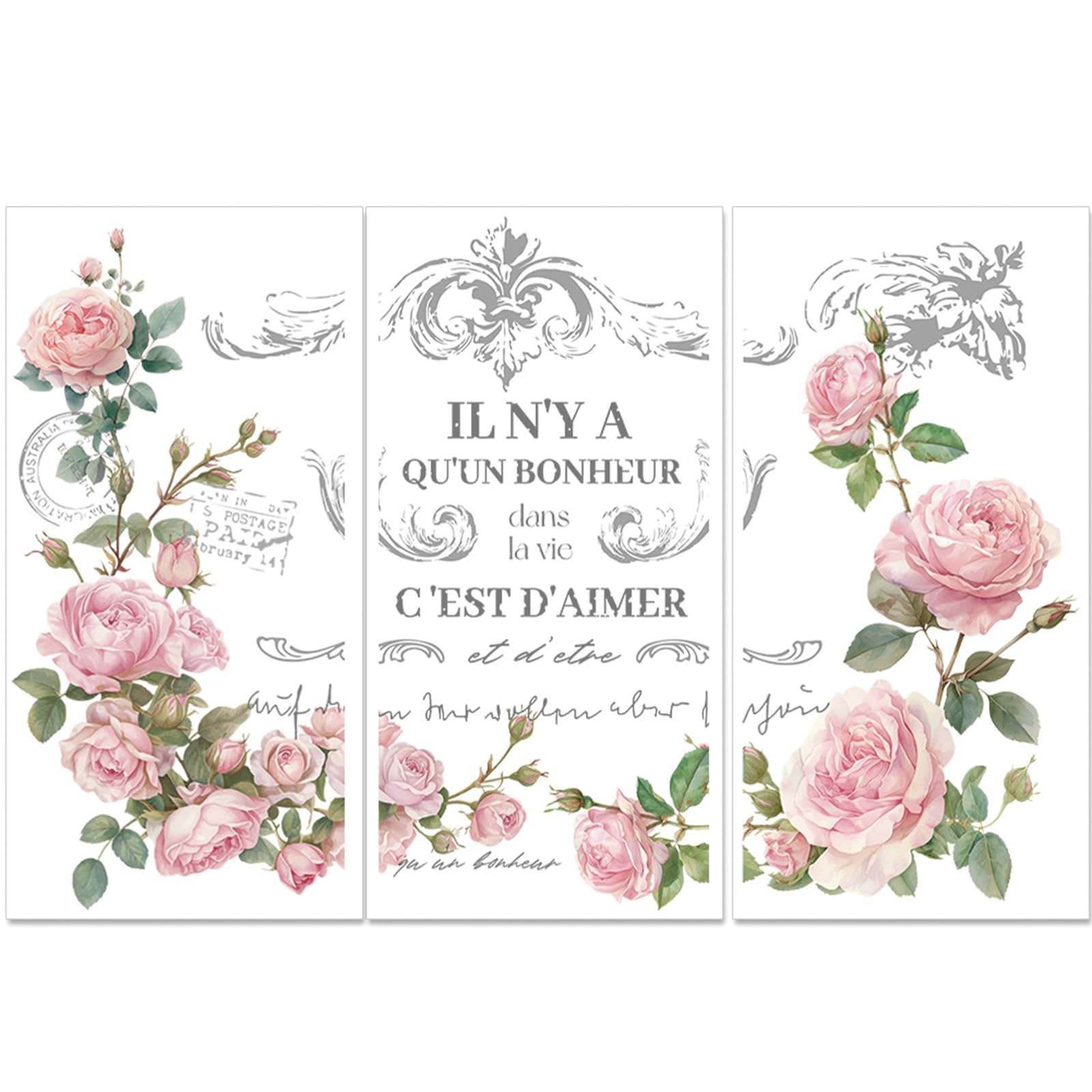 Autocollants à frotter pour meubles en bois motif oiseaux décoration scrapbooking x3