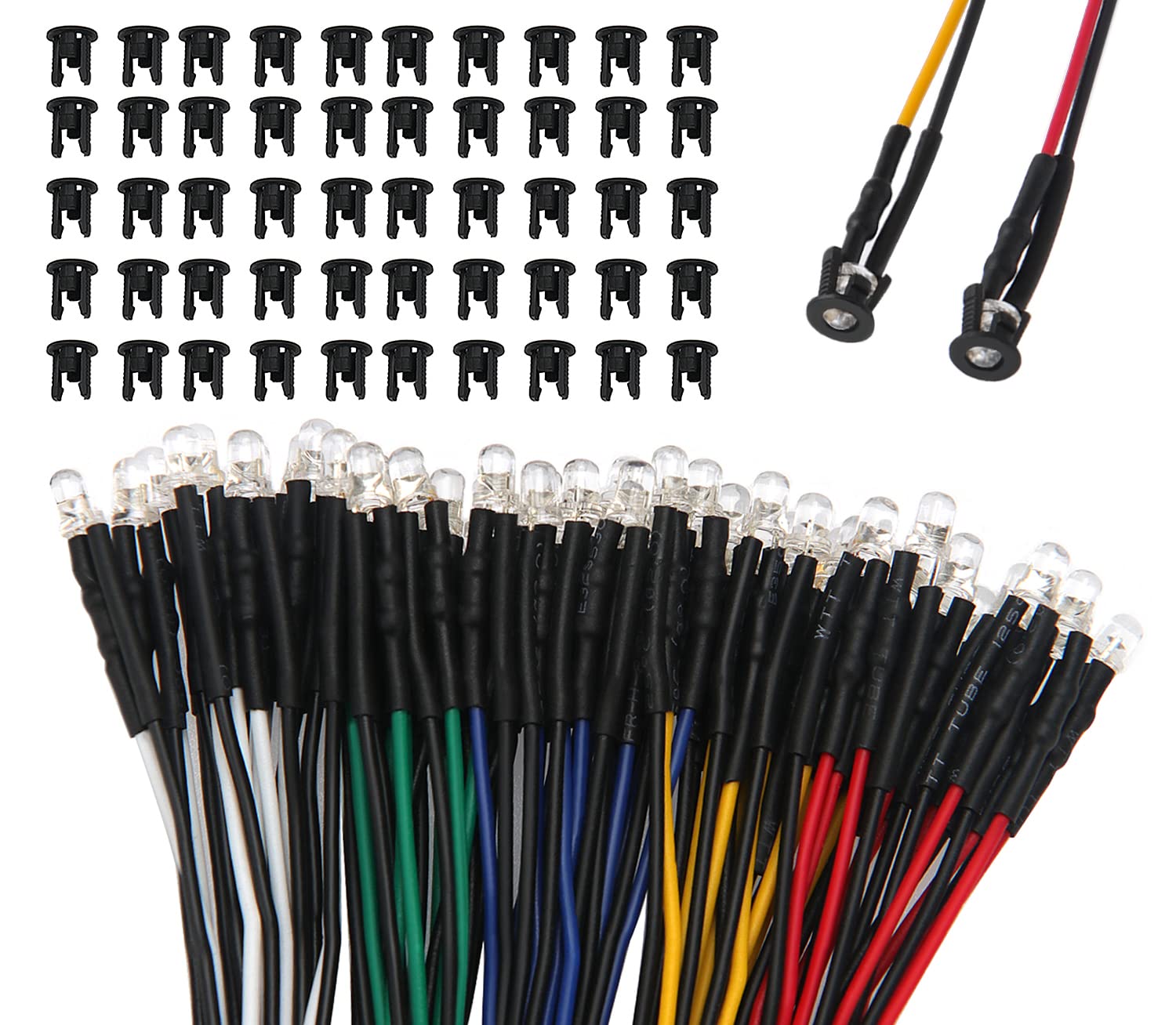 100 Pièces 12V Diodes, Diodes LED Pré-câblées Lumière, 5mm Diode