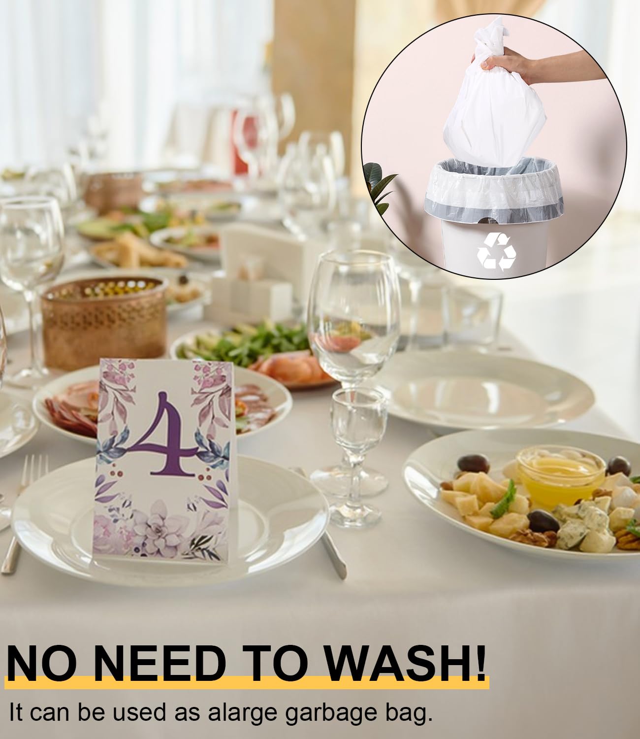 Confezione da 4 Tovaglia per Feste, Tovaglia Bianca per Tavolo Rettangolare da 8 Piedi, Tovaglia da 137 x 274 cm per Decorazioni per Feste di Compleanno, Ristorante per Matrimoni Disponibile