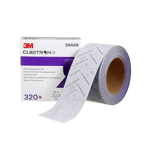 3M Cubitron II Hookit - Rollo de hojas abrasivas, 34449, multiagujero, 2.756in x 39.4ft, grado 320+, papel de lija automotriz para eliminación de