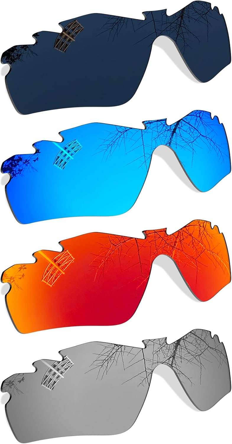 4 Pair Polarized Replacement Lenses for Oakley Radar Path Vented - Black+Blue+Silver+Red