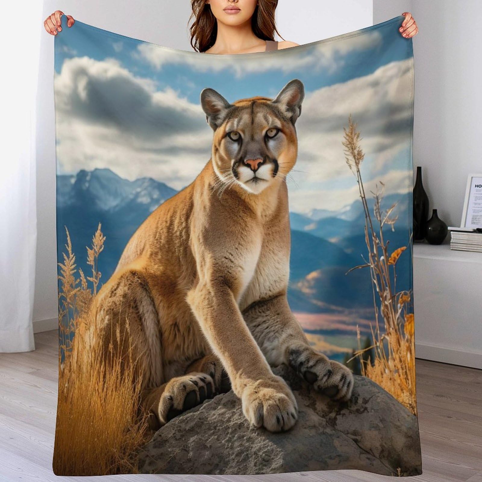 Couverture légère lion en flannel pour des soirées cocooning canapé