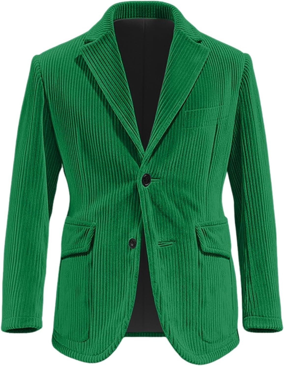 Mens Christmas Corduroy Jacket for Holiday Party Single-Breasted Casual Business Blazer with Pocket, Festive Outerwear