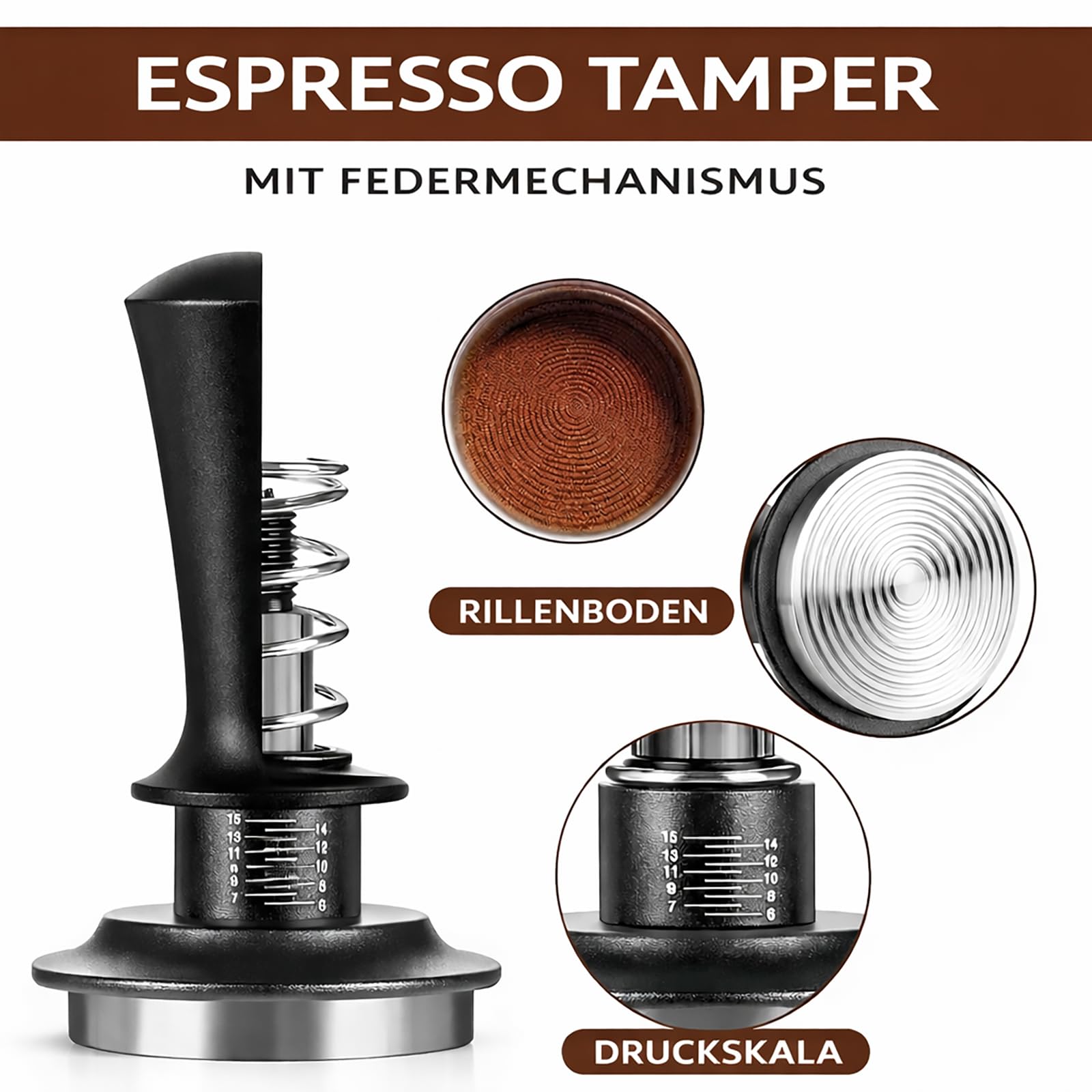 54 mm Espresso Zubehör Set 7-teilig – Barista Zubehör & Tamper Set mit Tamperstation aus Sapeleholz, Tamper, Kaffee Distributor, WDT Tool, Dosierring & Puck Screen für Sage/Breville Siebträger