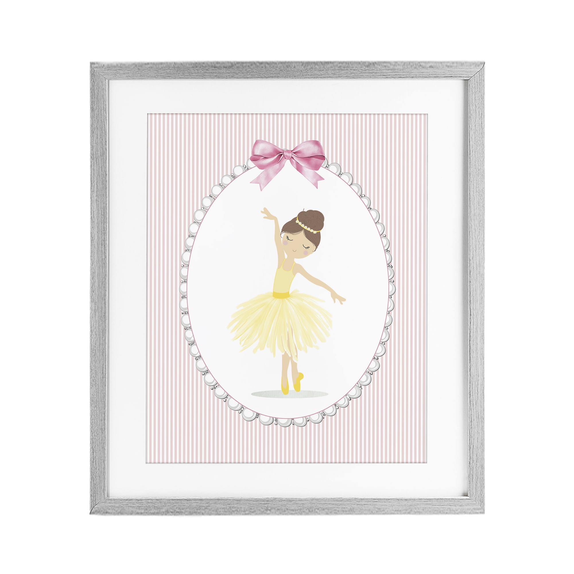 'Dainty Dance on Stripes'| Framed Print Under Glass