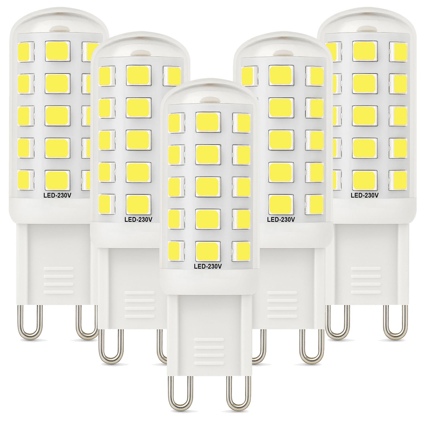 Euxper G9 3W LED Bulbs Cool White Equivalent to 40W Halogen Bulbs 580 Lumens G9 LED Light Bulbs for Home Lighting Decor Flicker- Free,5 Pack