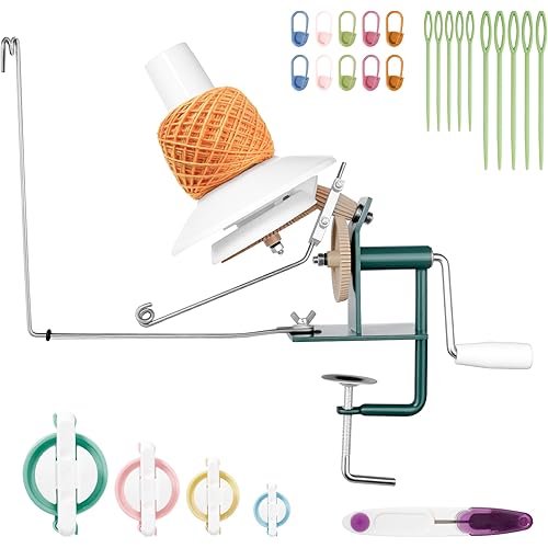 CHXLQQX Large Yarn Winder,10 Oz Hand Operated Metal Ball Winder for Crocheting & Knitting, Quick Install Portable Yarn Spinner,Essential Tool for Crafting Enthusiasts