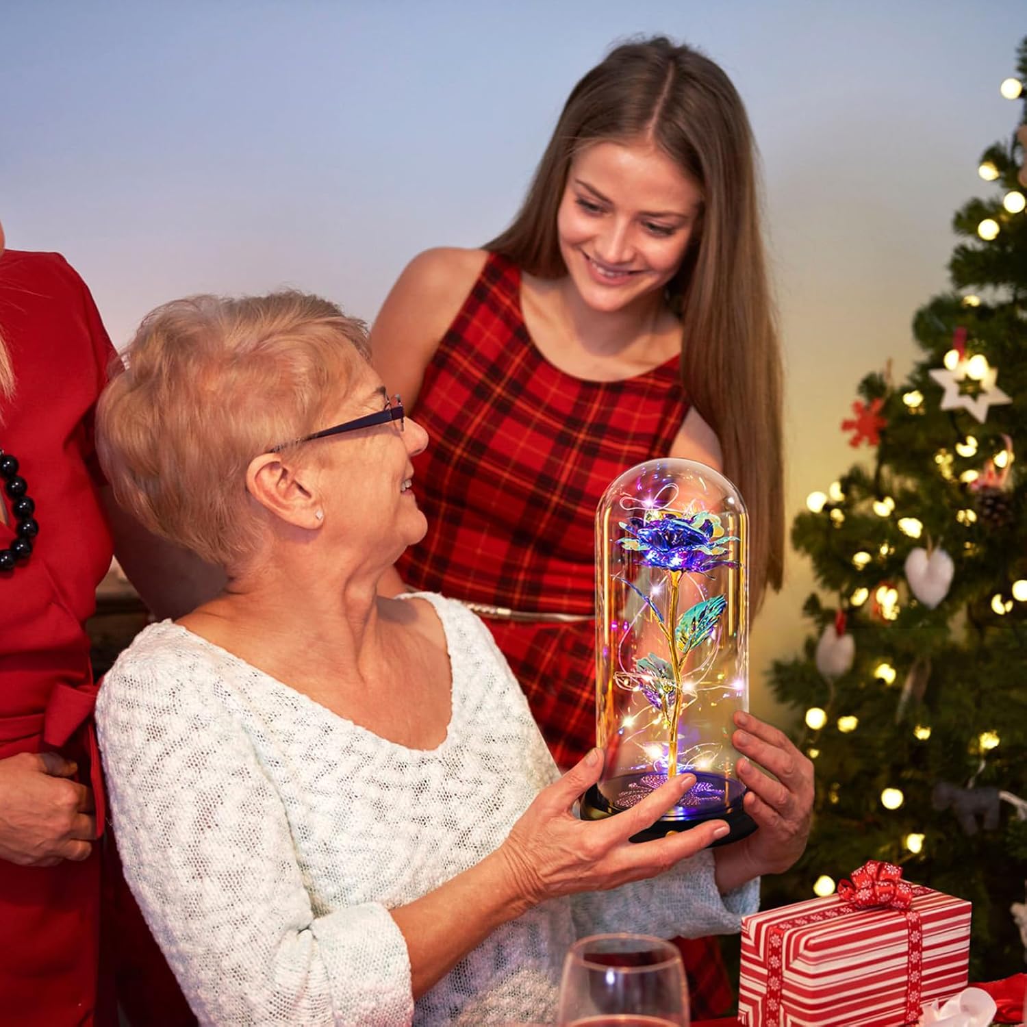 Mothers Day Birthday Gift for Mom from Daughter Son Purple Rose Eternal Flower USB Light Up Rose in Glass Dome Anniversary Flowers for Delivery Prime Mother's Flowers Gifts for Mom Women Wife Grandma