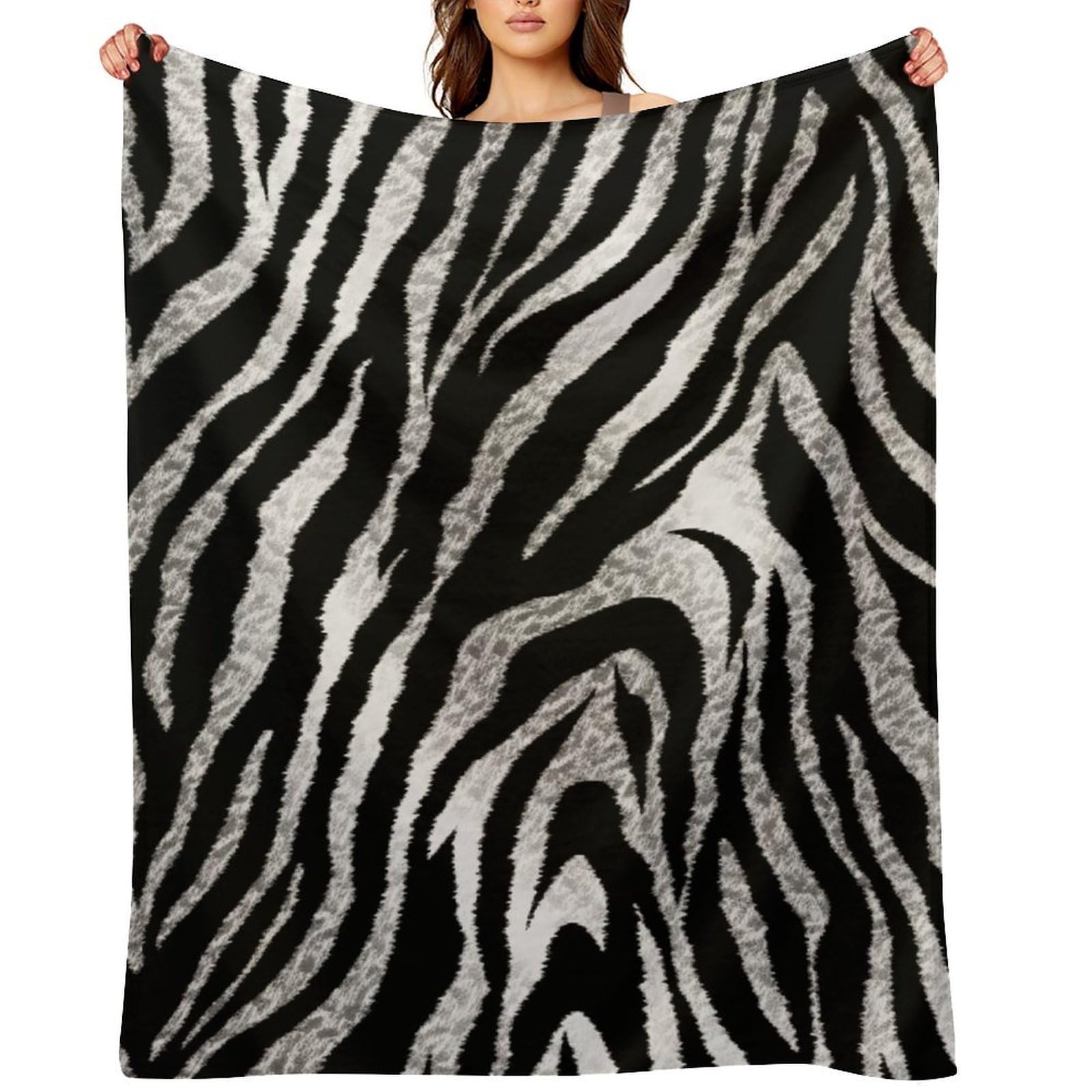 Black and White Zebra Print Throw Blanket for Couch and Bed Super Soft Warm Lightweight Throw Blankets Cozy Fuzzy Flannel Blanket Personalized Decorative Blankets for Sofa Decor 30"x40"