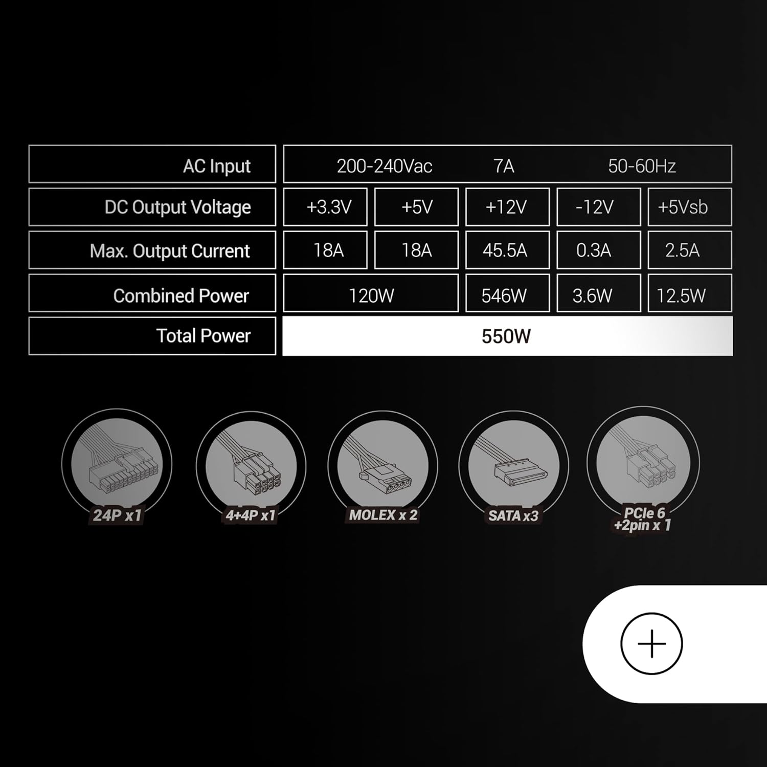 Mars Gaming MPIII550P, Fuente Alimentación ATX 550W, 5 Años Garantía, APFC, Ventilador FDB 120mm AI-RPM, Tecnologías DC-DC y SMD, Condensadores Japoneses 105º, Cables Premium Texturizados, Negro 6
